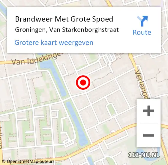 Locatie op kaart van de 112 melding: Brandweer Met Grote Spoed Naar Groningen, Van Starkenborghstraat op 23 juni 2022 20:00