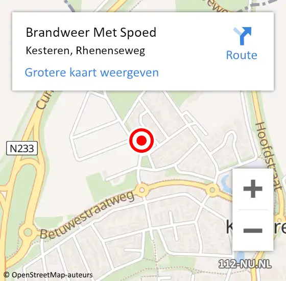 Locatie op kaart van de 112 melding: Brandweer Met Spoed Naar Kesteren, Rhenenseweg op 23 juni 2022 20:16