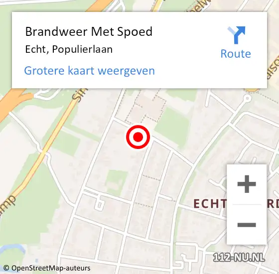 Locatie op kaart van de 112 melding: Brandweer Met Spoed Naar Echt, Populierlaan op 23 juni 2022 20:21