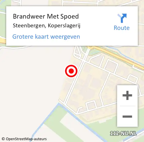 Locatie op kaart van de 112 melding: Brandweer Met Spoed Naar Steenbergen, Koperslagerij op 23 juni 2022 20:25