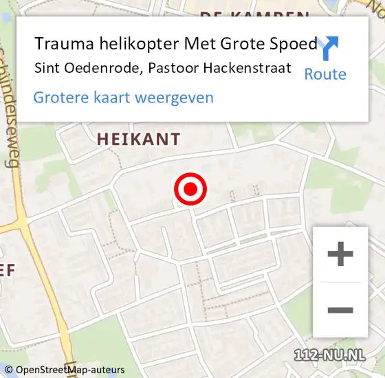 Locatie op kaart van de 112 melding: Trauma helikopter Met Grote Spoed Naar Sint Oedenrode, Pastoor Hackenstraat op 23 juni 2022 20:31