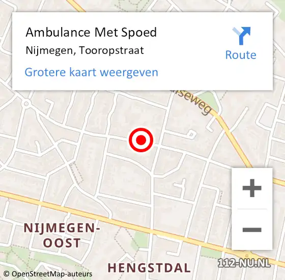 Locatie op kaart van de 112 melding: Ambulance Met Spoed Naar Nijmegen, Tooropstraat op 23 juni 2022 20:32