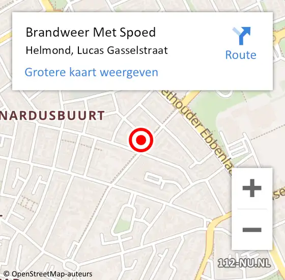 Locatie op kaart van de 112 melding: Brandweer Met Spoed Naar Helmond, Lucas Gasselstraat op 23 juni 2022 20:36