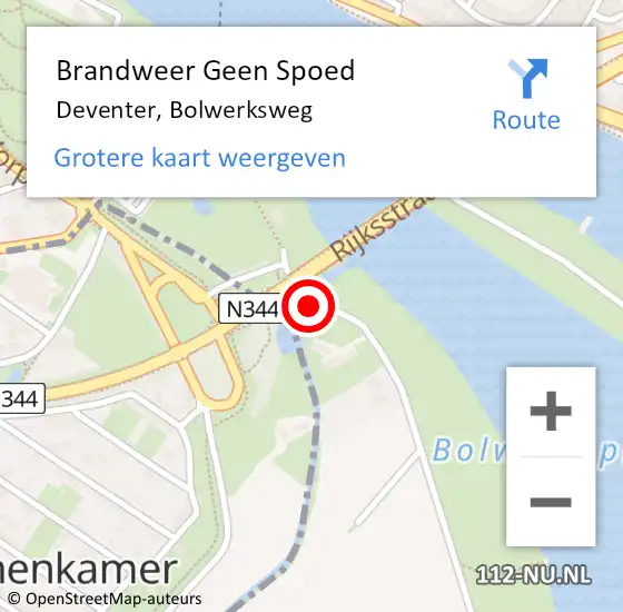 Locatie op kaart van de 112 melding: Brandweer Geen Spoed Naar Deventer, Bolwerksweg op 23 juni 2022 20:45