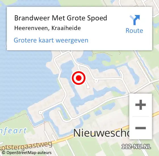 Locatie op kaart van de 112 melding: Brandweer Met Grote Spoed Naar Heerenveen, Kraaiheide op 23 juni 2022 21:01