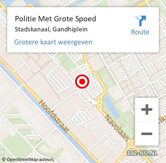 Locatie op kaart van de 112 melding: Politie Met Grote Spoed Naar Stadskanaal, Gandhiplein op 23 juni 2022 21:31