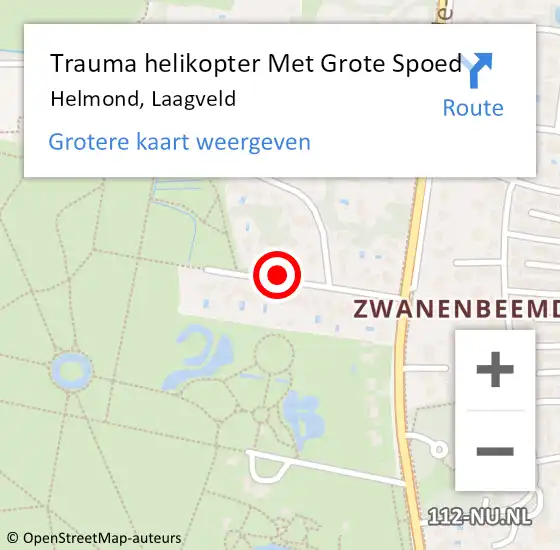 Locatie op kaart van de 112 melding: Trauma helikopter Met Grote Spoed Naar Helmond, Laagveld op 23 juni 2022 21:41