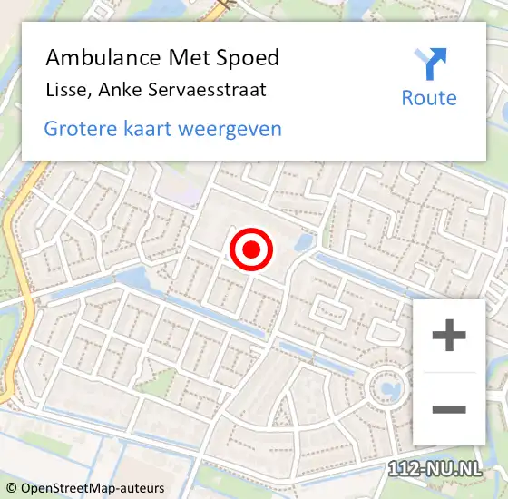 Locatie op kaart van de 112 melding: Ambulance Met Spoed Naar Lisse, Anke Servaesstraat op 23 juni 2022 22:10