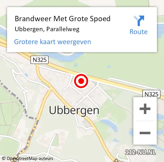 Locatie op kaart van de 112 melding: Brandweer Met Grote Spoed Naar Ubbergen, Parallelweg op 23 juni 2022 22:16