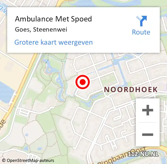 Locatie op kaart van de 112 melding: Ambulance Met Spoed Naar Goes, Steenenwei op 21 juli 2014 08:57