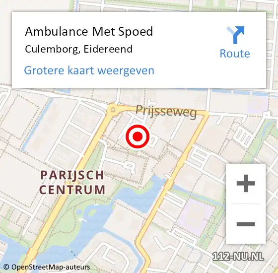 Locatie op kaart van de 112 melding: Ambulance Met Spoed Naar Culemborg, Eidereend op 23 juni 2022 22:29