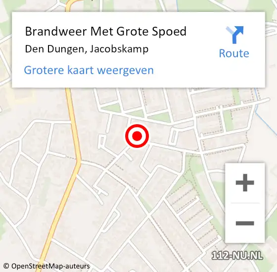 Locatie op kaart van de 112 melding: Brandweer Met Grote Spoed Naar Den Dungen, Jacobskamp op 23 juni 2022 22:31