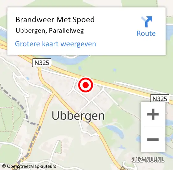 Locatie op kaart van de 112 melding: Brandweer Met Spoed Naar Ubbergen, Parallelweg op 23 juni 2022 22:49