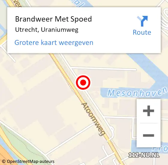 Locatie op kaart van de 112 melding: Brandweer Met Spoed Naar Utrecht, Uraniumweg op 23 juni 2022 23:03