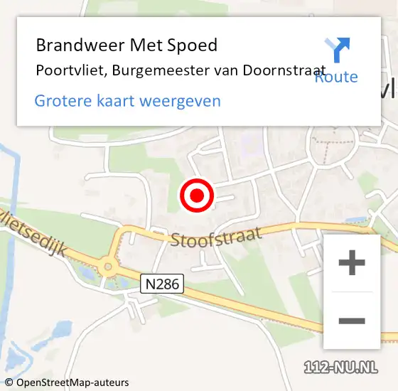 Locatie op kaart van de 112 melding: Brandweer Met Spoed Naar Poortvliet, Burgemeester van Doornstraat op 23 juni 2022 23:07