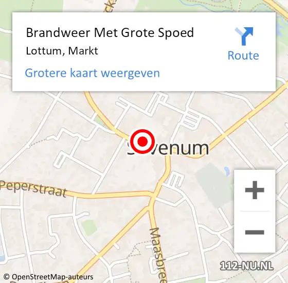 Locatie op kaart van de 112 melding: Brandweer Met Grote Spoed Naar Lottum, Markt op 23 juni 2022 23:18