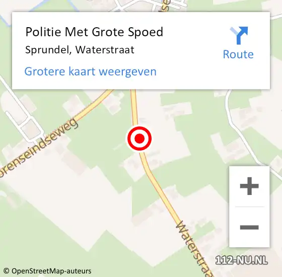 Locatie op kaart van de 112 melding: Politie Met Grote Spoed Naar Sprundel, Waterstraat op 23 juni 2022 23:36