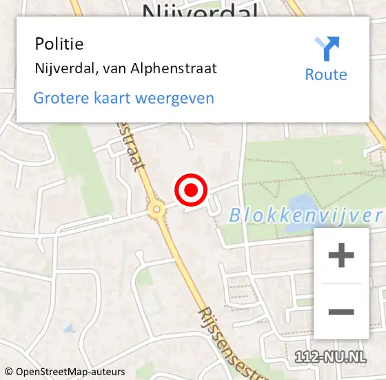 Locatie op kaart van de 112 melding: Politie Nijverdal, van Alphenstraat op 24 juni 2022 00:04