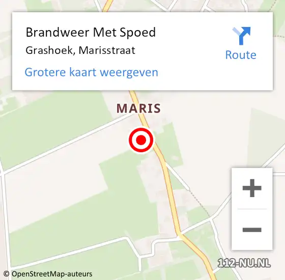 Locatie op kaart van de 112 melding: Brandweer Met Spoed Naar Grashoek, Marisstraat op 24 juni 2022 00:37