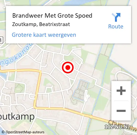 Locatie op kaart van de 112 melding: Brandweer Met Grote Spoed Naar Zoutkamp, Beatrixstraat op 24 juni 2022 00:57