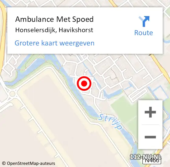 Locatie op kaart van de 112 melding: Ambulance Met Spoed Naar Honselersdijk, Havikshorst op 24 juni 2022 01:07