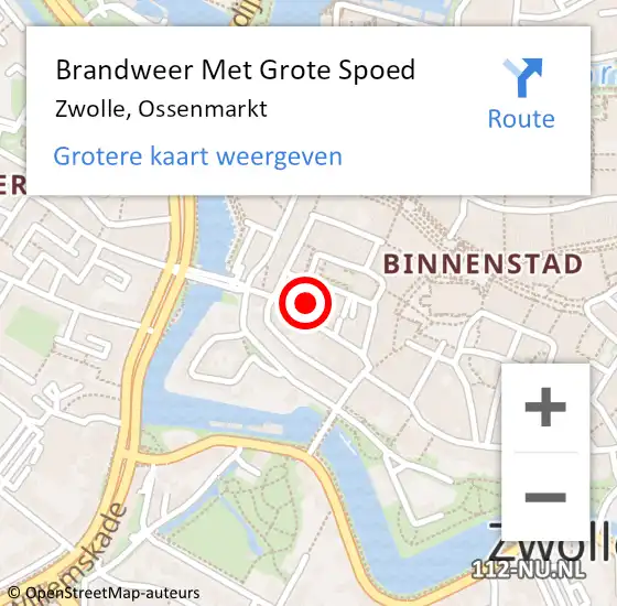 Locatie op kaart van de 112 melding: Brandweer Met Grote Spoed Naar Zwolle, Ossenmarkt op 24 juni 2022 02:29