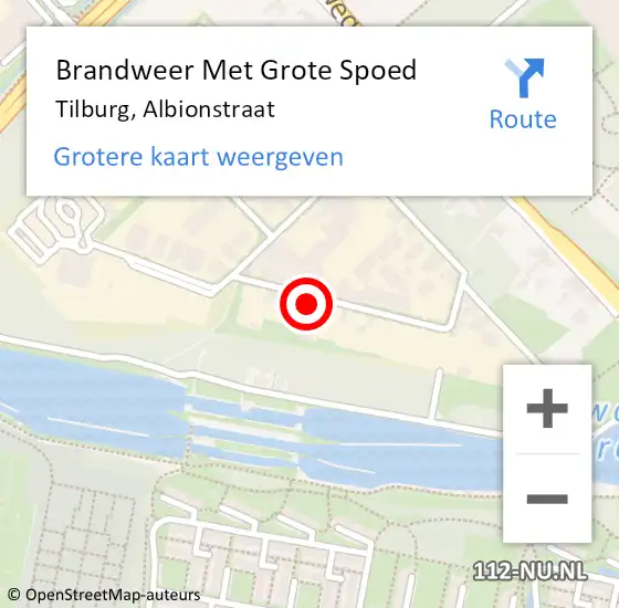 Locatie op kaart van de 112 melding: Brandweer Met Grote Spoed Naar Tilburg, Albionstraat op 24 juni 2022 03:47