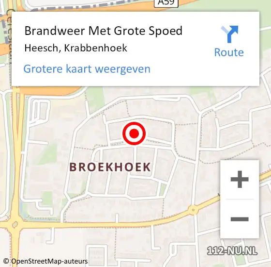 Locatie op kaart van de 112 melding: Brandweer Met Grote Spoed Naar Heesch, Krabbenhoek op 24 juni 2022 05:14