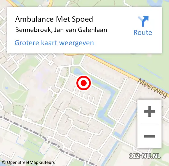 Locatie op kaart van de 112 melding: Ambulance Met Spoed Naar Bennebroek, Jan van Galenlaan op 24 juni 2022 05:27