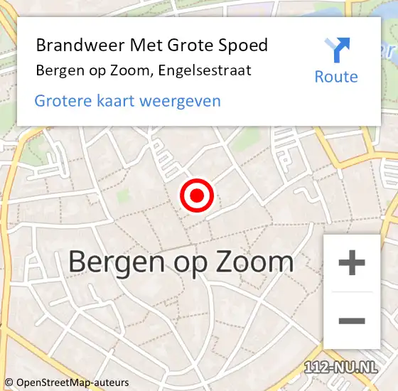 Locatie op kaart van de 112 melding: Brandweer Met Grote Spoed Naar Bergen op Zoom, Engelsestraat op 24 juni 2022 06:37