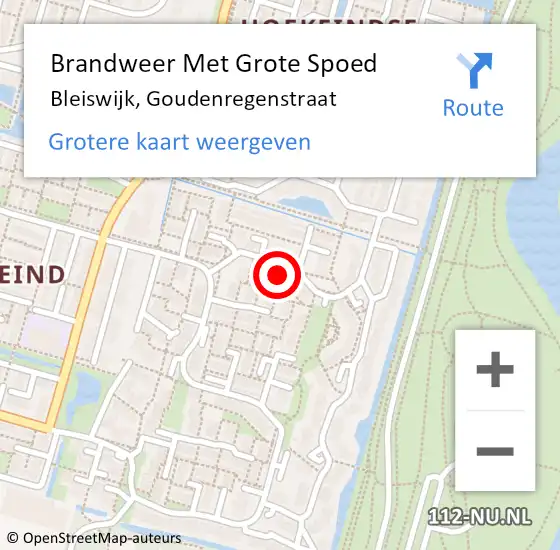 Locatie op kaart van de 112 melding: Brandweer Met Grote Spoed Naar Bleiswijk, Goudenregenstraat op 24 juni 2022 06:43