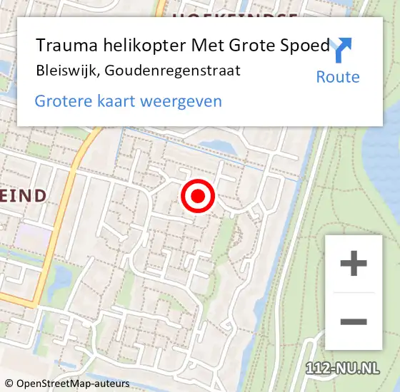 Locatie op kaart van de 112 melding: Trauma helikopter Met Grote Spoed Naar Bleiswijk, Goudenregenstraat op 24 juni 2022 06:43