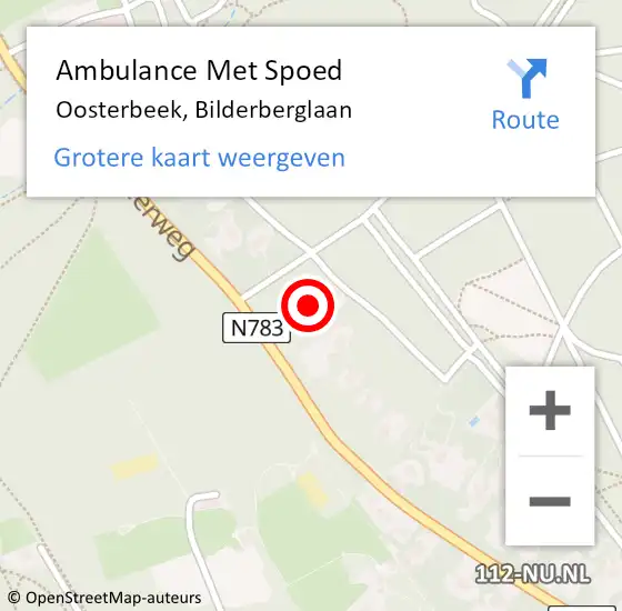 Locatie op kaart van de 112 melding: Ambulance Met Spoed Naar Oosterbeek, Bilderberglaan op 24 juni 2022 07:01