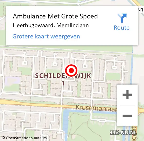 Locatie op kaart van de 112 melding: Ambulance Met Grote Spoed Naar Heerhugowaard, Memlinclaan op 24 juni 2022 07:01