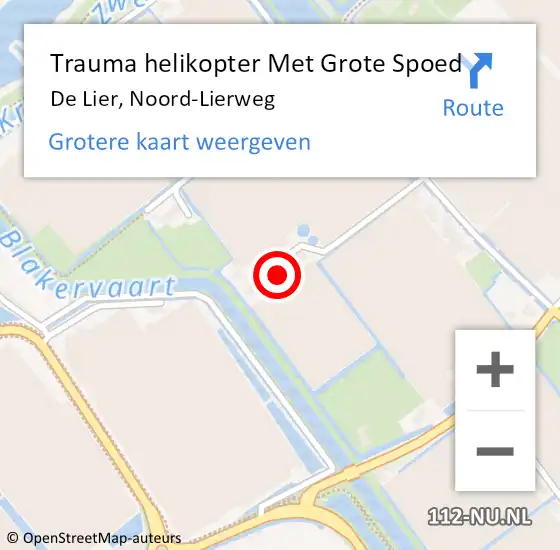Locatie op kaart van de 112 melding: Trauma helikopter Met Grote Spoed Naar De Lier, Noord-Lierweg op 24 juni 2022 07:19