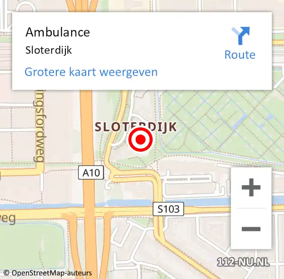 Locatie op kaart van de 112 melding: Ambulance Sloterdijk op 24 juni 2022 07:34