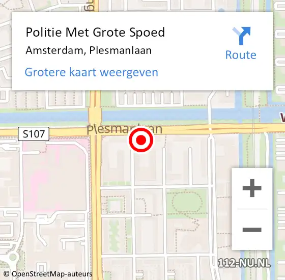 Locatie op kaart van de 112 melding: Politie Met Grote Spoed Naar Amsterdam, Plesmanlaan op 24 juni 2022 07:45