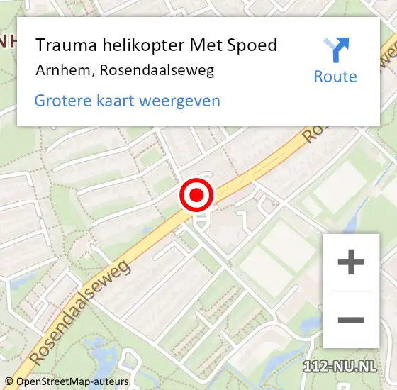 Locatie op kaart van de 112 melding: Trauma helikopter Met Spoed Naar Arnhem, Rosendaalseweg op 24 juni 2022 07:48
