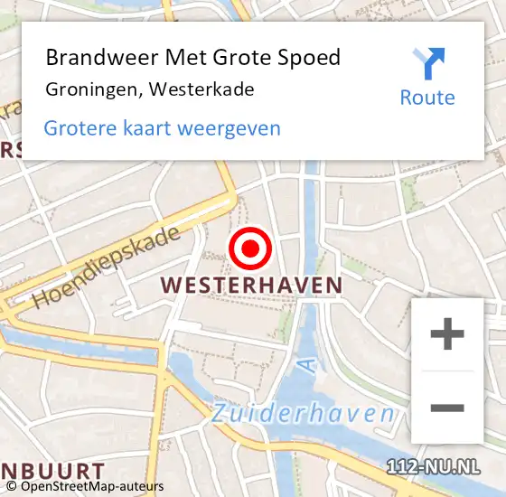 Locatie op kaart van de 112 melding: Brandweer Met Grote Spoed Naar Groningen, Westerkade op 24 juni 2022 08:20