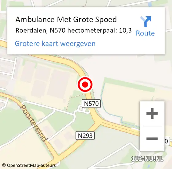 Locatie op kaart van de 112 melding: Ambulance Met Grote Spoed Naar Roerdalen, N570 hectometerpaal: 10,3 op 24 juni 2022 08:25