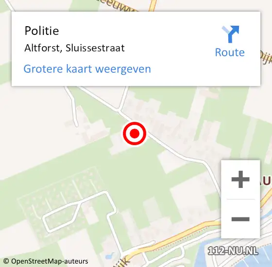 Locatie op kaart van de 112 melding: Politie Altforst, Sluissestraat op 24 juni 2022 08:29