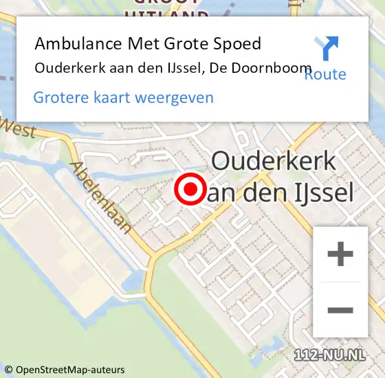 Locatie op kaart van de 112 melding: Ambulance Met Grote Spoed Naar Ouderkerk aan den IJssel, De Doornboom op 24 juni 2022 08:29