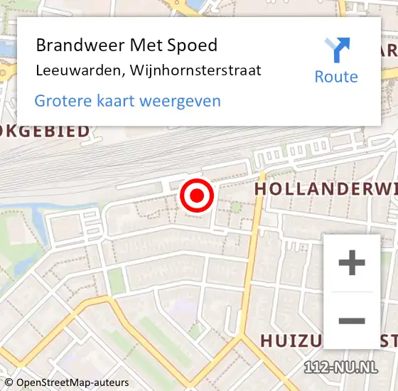 Locatie op kaart van de 112 melding: Brandweer Met Spoed Naar Leeuwarden, Wijnhornsterstraat op 24 juni 2022 08:34