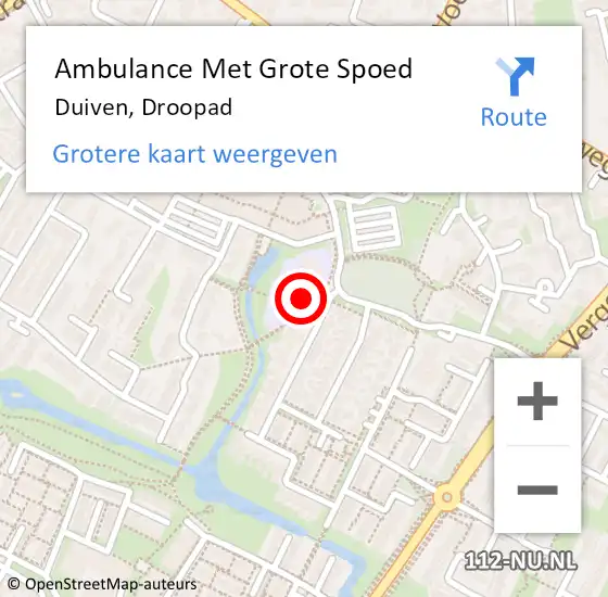 Locatie op kaart van de 112 melding: Ambulance Met Grote Spoed Naar Duiven, Droopad op 24 juni 2022 08:46