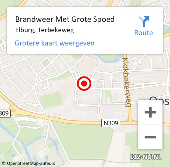 Locatie op kaart van de 112 melding: Brandweer Met Grote Spoed Naar Elburg, Terbekeweg op 9 oktober 2013 03:30