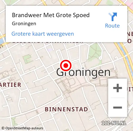Locatie op kaart van de 112 melding: Brandweer Met Grote Spoed Naar Groningen op 24 juni 2022 08:46