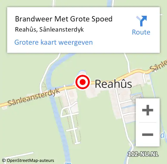 Locatie op kaart van de 112 melding: Brandweer Met Grote Spoed Naar Reahûs, Sânleansterdyk op 24 juni 2022 08:50