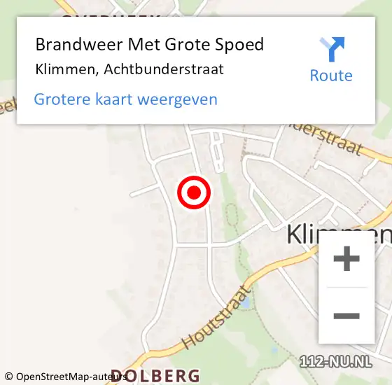 Locatie op kaart van de 112 melding: Brandweer Met Grote Spoed Naar Klimmen, Achtbunderstraat op 24 juni 2022 09:00