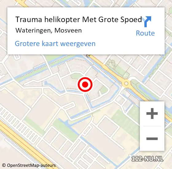 Locatie op kaart van de 112 melding: Trauma helikopter Met Grote Spoed Naar Wateringen, Mosveen op 24 juni 2022 09:03