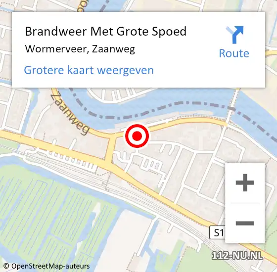 Locatie op kaart van de 112 melding: Brandweer Met Grote Spoed Naar Wormerveer, Zaanweg op 24 juni 2022 09:06